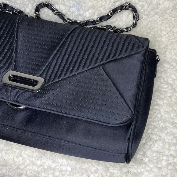 Katy Langley Solid Black Shoulder Evening Bag Woman’s Medium Fold Over 6H X 10W - Picture 3 of 16